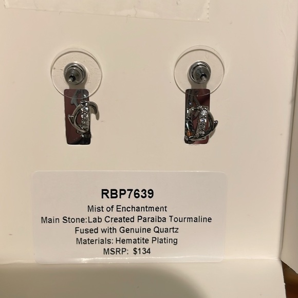 New in Box Bomb Party Villain Earrings lab created tourmaline & genuine quartz - Picture 3 of 5